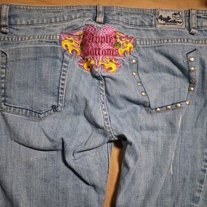 Apple Bottom Jeans Women Vintage 90s/Y2k Embroidered Pocket Size 13/14